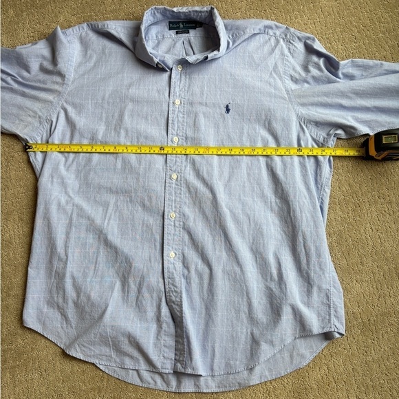 Ralph Lauren Yarmouth 100% Cotton Lighter Blue Men's Size 17 1/2 - Picture 7 of 8